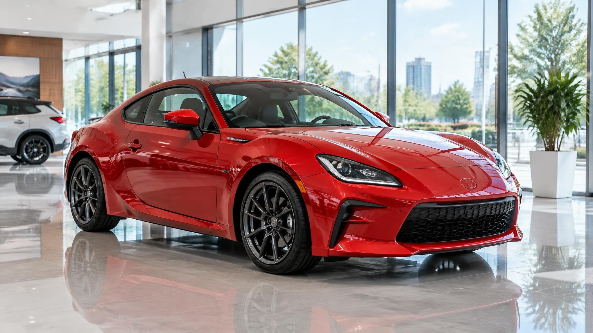 Sports car in a showroom
